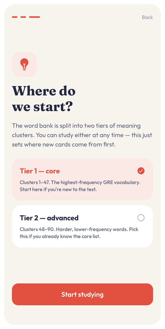 Choosing between tier 1 core and tier 2 advanced vocabulary clusters