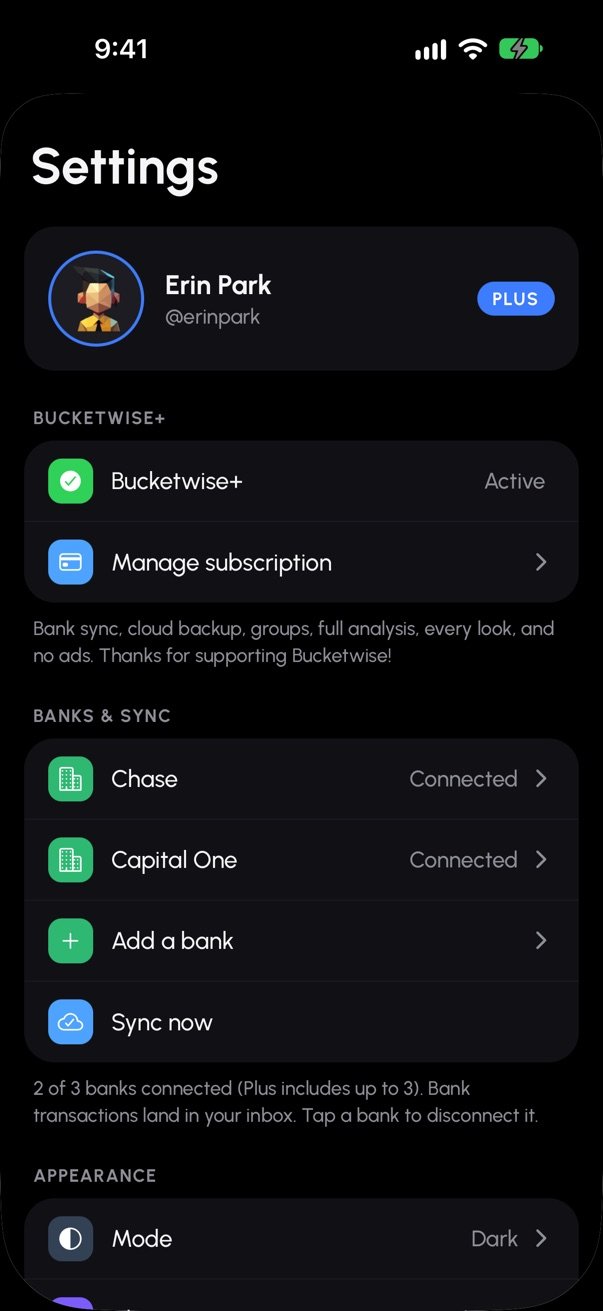 Settings with two connected banks